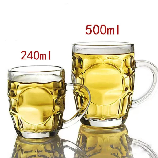 Machine à chaux sodée la moins chère de 16.5oz 500ml, tasse en verre de bière à pression avec poignée