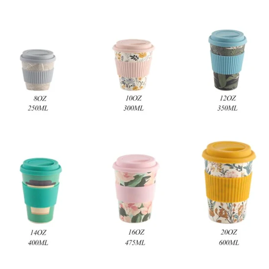 12oz 16oz 350ml 400ml Tasses à café en plastique recyclé personnalisées en RPET, vente en gros avec couvercle et manchon en silicone